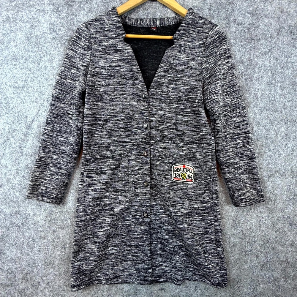 Cardigan Sweater Womens 2XL (Fits Small) Heather Gray Beautiful Button Front